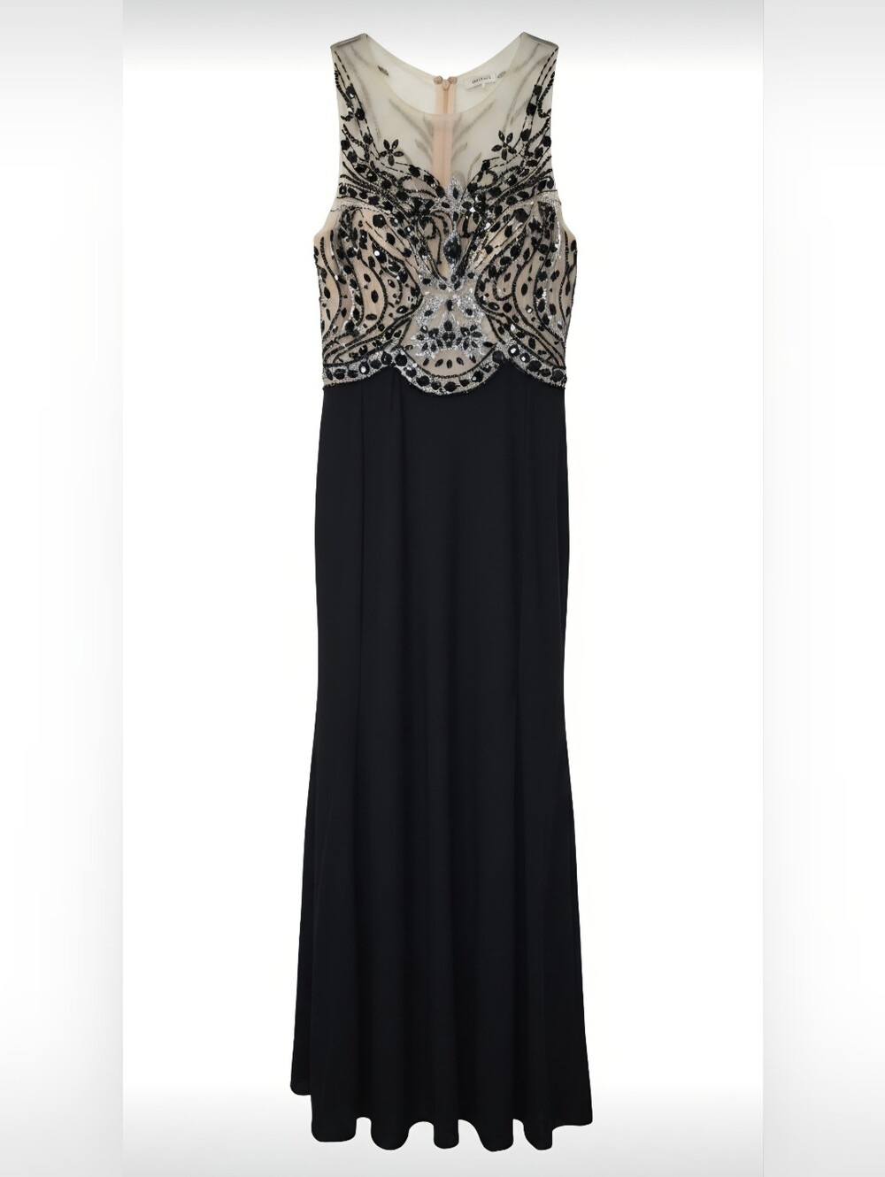 Dave & Johnny Beaded Black & Nude Evening Gown